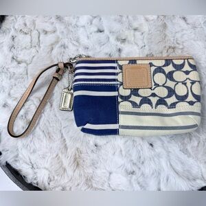 Coach Patchwork Wristlet - Signature C Blue & Cream